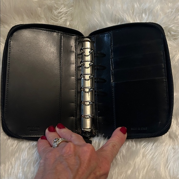 Prada black leather nylon agenda card holder GUC - Picture 8 of 16